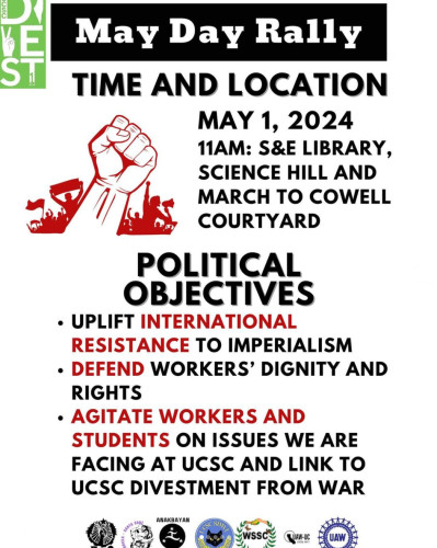 Meet at S&amp;E Library, Science Hill, UC Santa Cruz
March to Cowell College courtyard