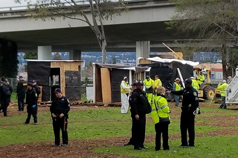 Oakland Deploys an Army of Police and Public Works Employees to Destroy Homeless Sanctuary